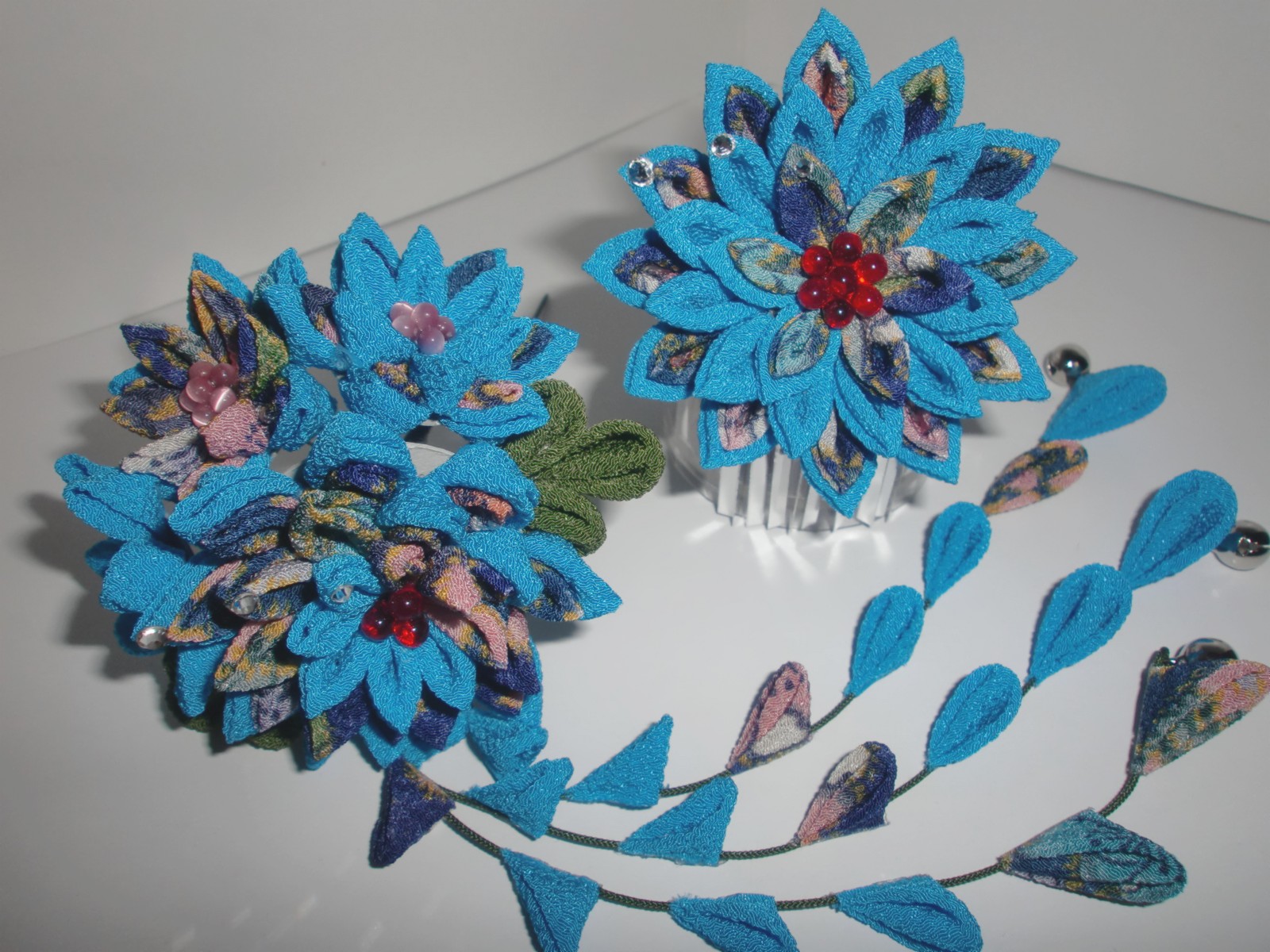 綺麗な青のセットかんざし