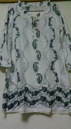 チュニックインド綿白