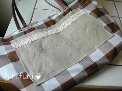 リネンとブロックチェックのバッグ３♪