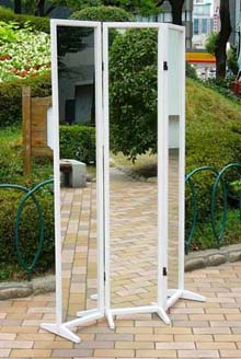 鏡の3面パーテーション