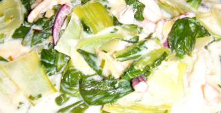 いかと青梗菜の中華炒め　クリーム仕立て
