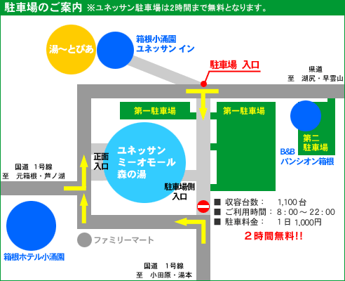 ユネッサン駐車場地図