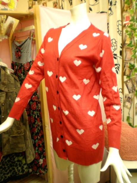 ハート柄ニットカーデ