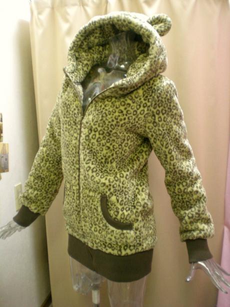 ネコ耳レオパードZIP UPパーカ