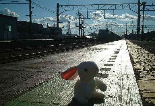 列車通過待ち合わせにちょっとホームで一休み