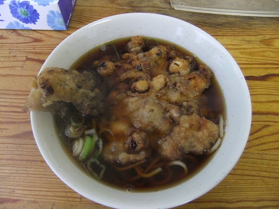 一由そば＠日暮里のジャンボゲソ天＋舞茸天１