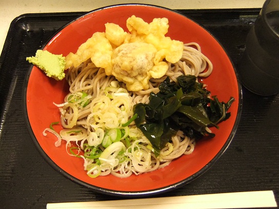 千住2丁目・富士そばの冷し梅天わかめそば1