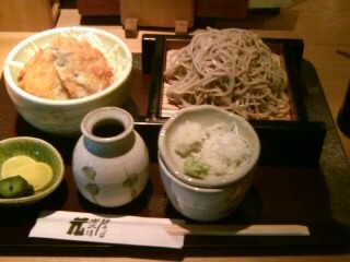 江戸そば_炭火焼_元＠両国の黒豚コロッケ丼セット１