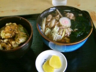 保木間３丁目・竹乃屋の肉南そばとミニ野菜丼