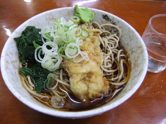 二葉＠秋葉原の青菜そば(冷やし)＋げそ天１