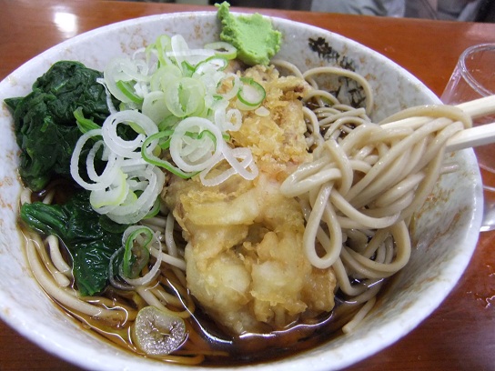 二葉＠秋葉原の青菜そば(冷やし)＋げそ天２