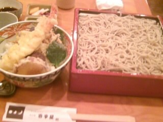 明月庵　ぎんざ田中屋松屋店の車海老天丼・蕎麦