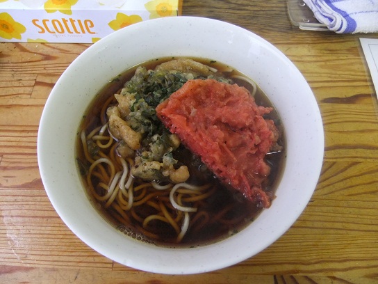 一由＠日暮里の春菊そば＋半紅生姜天