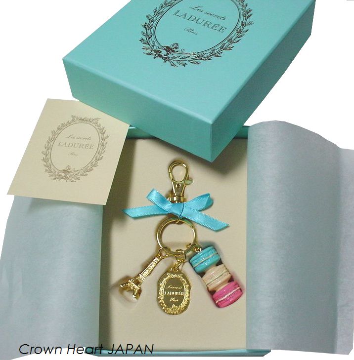 New LADUREE Keychain Key Chain Macaron Eiffel Tower Aqua Blue in Gift 