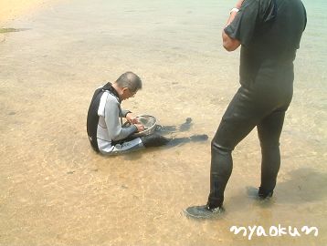 もずくを洗うTさん
