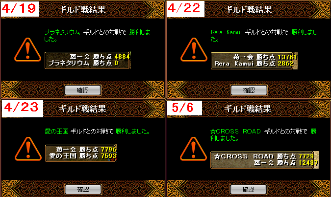 苺GV結果　４／１９～５／６