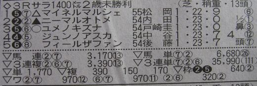 20091115　東京３Ｒ結果