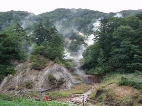 葛根田渓谷の噴煙