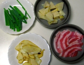 豚バラと筍のペペロンチーニ柚子胡椒風味材料.JPG