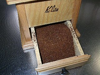コーヒー豆を挽いた直後