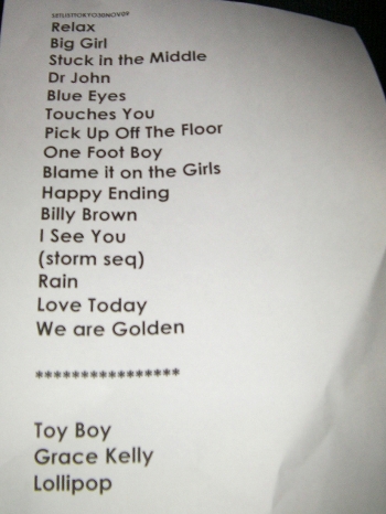 MIKA Setlist STUDIO COAST 30.NOV.2009