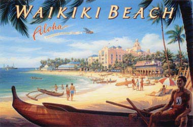 Waikiki Beach Artwork by Kerne Erickson