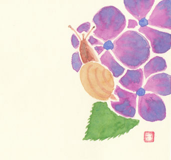 紫陽花とカタツムリ