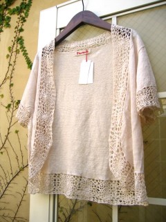 mao made かぎ針リネンニットボレロ
