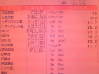 3/26日血液検査ヘマトなど