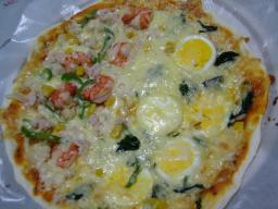 シーフード＆ほうれん草とゆで卵♪