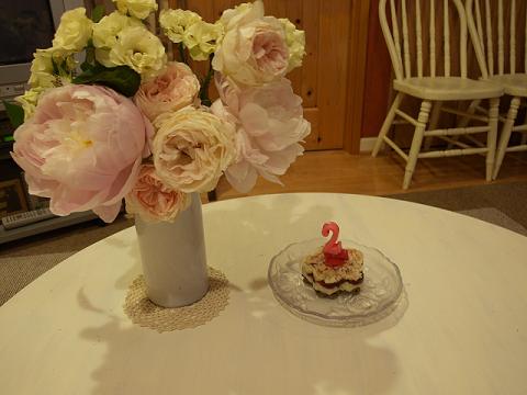 花とケーキ