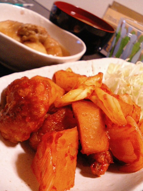 鶏と大根のピリ辛炒め