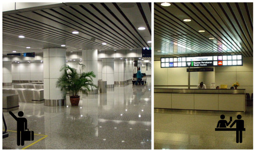 ここで入国~トランジットカウンターにて国内線搭乗券いただく