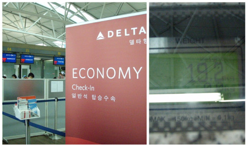 9:10 チェックイン　かばん２つで19キロ