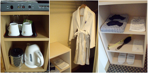 バスローブ・浴衣・スリッパ・お茶など