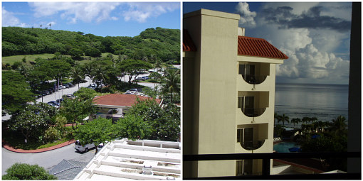 左前方はメイン玄関口ガーデンビュー、右前方はヤヤ×3海ビュー(笑