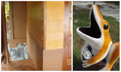 さて、スーツケースも開けて片付いたし♪　マウンテンリゾートのゴミ箱カエル