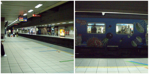 駅のホームで電車を、わたし待～つ～わ♪