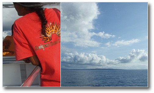 16:45 帰路につく、遠くにテニアン島