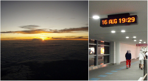 日本の夕陽・・・この時計を見たらお盆旅行もおしまい