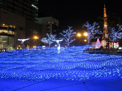 札幌大通り　クリスマス　ホワイトイルミネーション