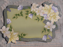 百合と蘭のプレート-青