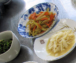 レンゲ草の胡麻和　酢味噌和えのウド　ウドの金平