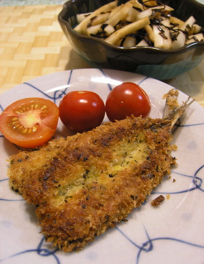 いわしのハーブチーズ焼き＆大根の塩昆布和え