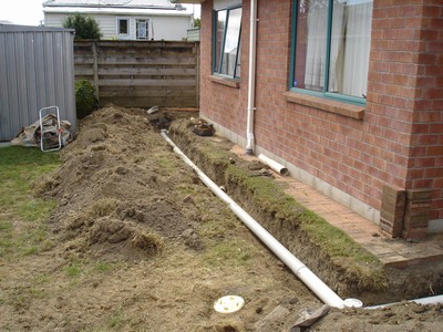 Drainage work at garden