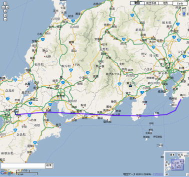ＧＰＳで記録したＪＡＬ１１４便の航路（２０１０年７月３１日）