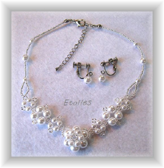〈子供用〉お花のパールネックレスセット(ホワイト)