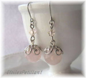 ローズクォーツのピアス