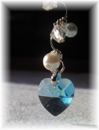 スワロフスキーハートのストラップサンキャッチャー