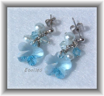 スワロフスキーとお花(アクアマリン)